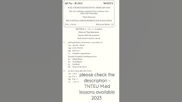 TNTEU M.ed 3rd semester Question paper 2022 Measurement & Evaluation #2023 #semester #march #exam