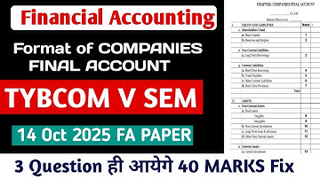 Company Final accounts format #TYBCOM5SEM Financial Accounting || One Short Company final Account I