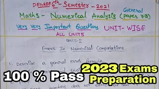 degree 6th sem Maths important questions Unit Wise 6th sem Numerical analysis imp 2023 Exams #degree Net Worth