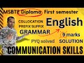 English grammar collocation prefix suffix communication skills, diploma first semester, imp question