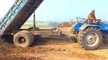 CAT or JCB Excavator By Loading Sand from Pond || Unloading By Digital hydraulic system  Sonalika 50