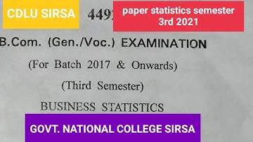 B.com Cdlu Paper Business Statistics Semester 3rd 2021