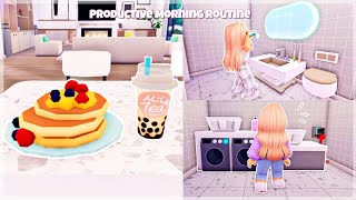 productive morning routine 🌸✨| workout, breakfast🥞🧋, watering plants🌱| Livetopia Roblox