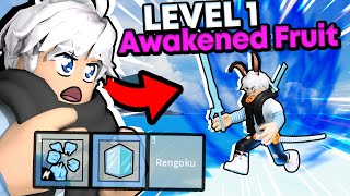 Level 1 NOOB With AWAKENED DEVIL FRUIT In Blox Fruits (Roblox)