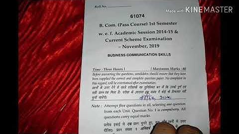 B.com 1st sem. Business communication skills 2019 questions paper
