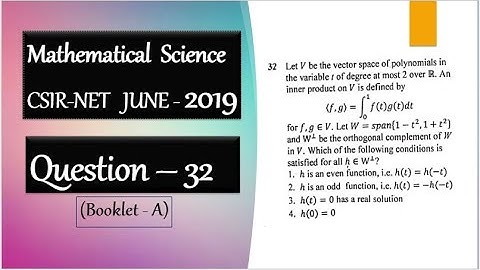 CSIR NET JUNE 2019 Question 32 Orthogonal Complement Of a Subspace