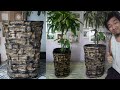 Make Beautiful Big Cement Pot/Planter Using Cotton Fiber From Old Comforter| How To Make Cement Pot