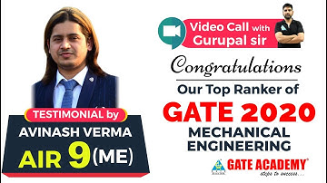 Video Call with Gurupal Sir | AVINASH VERMA | AIR 9 | GATE 2020 | ME | GATE ACADEMY