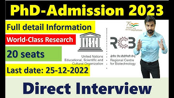 NEW PhD Application 2023 II Direct Admission II DBT Institute UNESCO WORLD famous Biotechnology lab