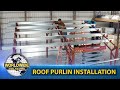 Steel building roof purlin install  how to diy steel building