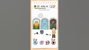 Brain test: tricky puzzles level 471 #find #safe #exit #lion #octopus #werewolf #useless #during