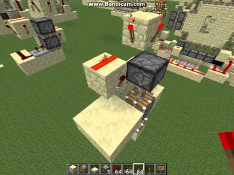 Minecraft: Redstone Tutorial - Ultra Compact Downwards Double Extender v2 (2x4) (1.3.2)
