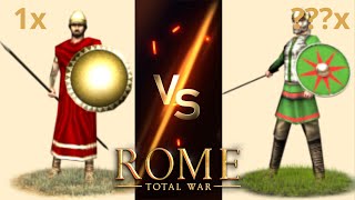 How Many Chosen Swordsmen Are Needed to Beat 1 Spartan Hoplites If They Go 1 by 1 in OG Rome: TW?