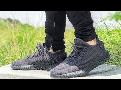 yeezy v2 black on feet