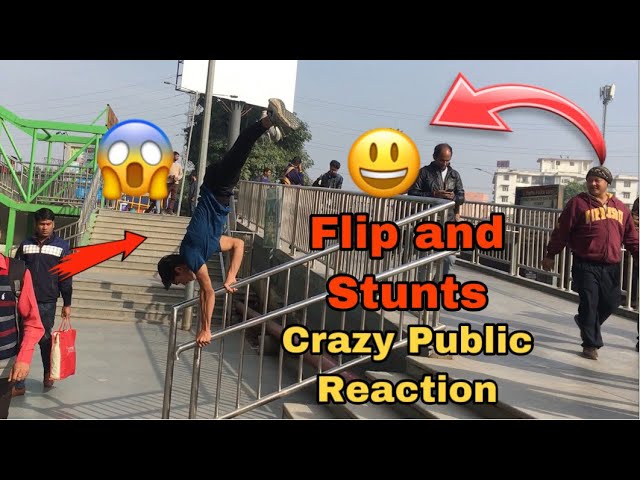 FLIP IN PUBLIC, 😱REACTION, STUNT VIDEO, PARKOUR STUNTS