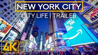 Walking along Evening Streets of New York - Busy City Life of a Megapolis in 4K UHD - Trailer