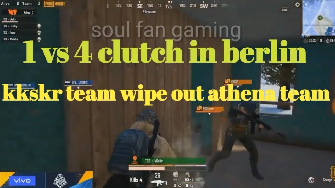 TES kksrk clutch 1 vs 4 clutch||athena team wiped out in global pmco final  tournament||vikendi map - 