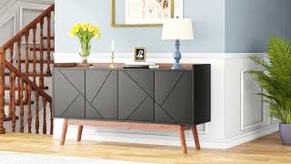 Tribesigns 55 Sideboardwood Credenza Kitchen Buffet Cabinet With Doors - Ys0012