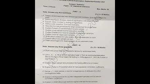 B.A/B.Sc. 4th semester 2 year (CBCS) exam questions paper October 2021# statistical inference##