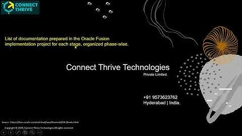 List of Oracle Documentation Prepared in the Oracle Fusion implementation project for each stage.