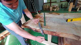My way of flattening big wood slab with hand plane 6