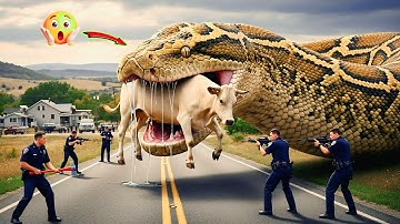 COURAGEOUS RESCUE TEAM 🥷 FIGHTS GIANT PYTHON TO SAVE INNOCENT 😇 COW 🐄