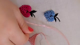 طرز بالراندة بطريقة سهلة وجميلة// hand embroidery trés jelis roze