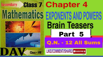 DAV Class 7 Maths chapter 4 Brain Teasers Q.N.- 12 @skyeasymath873