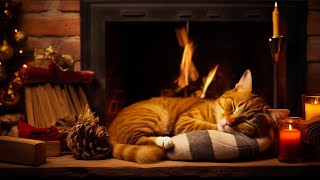 Relaxation in Cozy Christmas Evening with Purring Cat and Crackling Fireplace 🔥 Healing Insomnia