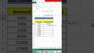 Add $ Sign before value in Excel ✅ exceltips exceltricks shorts