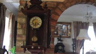 Antique Junghans German Oak Case 8-Day Wall Clock with Chimes
