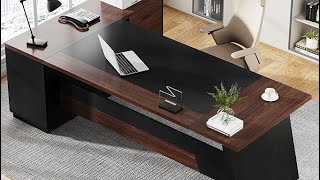 78" L-Shaped Executive Desk, Large Office Desk with Drawers and Lateral File Cabinet