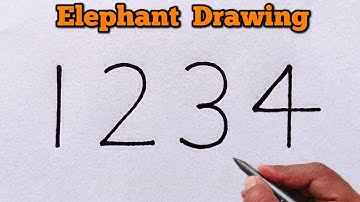 How to draw elephant from number 1234 | Easy Elephant Draw Step By Step | Number Drawing