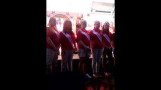 Katerina Belales sing the National Anthem at the Apple Festival