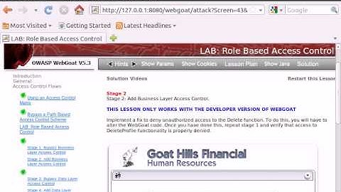WebGoat v5.3 - Access Control Flaws - LAB - Stage 2: Add Business Layer Access Control