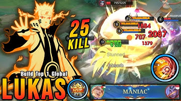 25 Kills + MANIAC!! MVP 17.0 Points Lukas Exp Lane Monster!! - Build Top 1 Global Lukas ~ MLBB