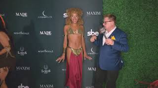 Lindsay Jay wears Princess Leah Costumer at Maxim Halloween Party Red Carpet in Hollywood, CA