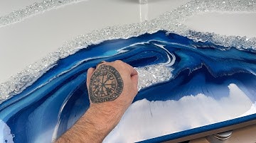 Gorgeous Blues and White! Resin Geode Art Step 3!!