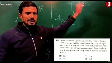 A body is thrown up with certain initial velocity. The potential energy and kinetic energy...QN-02
