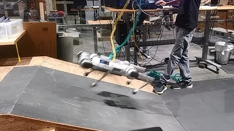 Mini Cheetah Robot walking and jumping over sloped terrain with fully online optimization