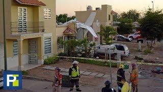 El dramático momento en que una avioneta cayó en picado sobre una casa en México