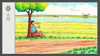 how to draw a scenery with flutist scenery with flute player