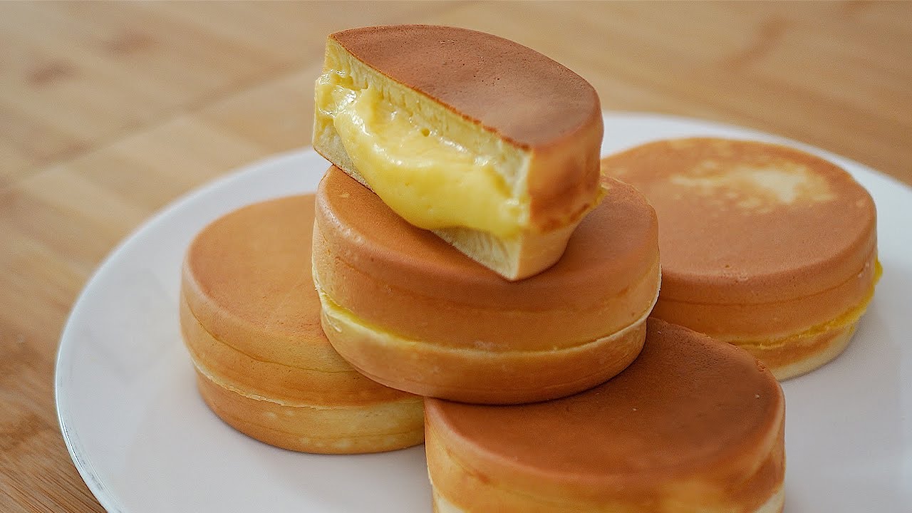 [오븐없이! 기계없이!] 쉽고 맛있는 커스터드 팬 빵 만들기 (Custard Cream Pancake)