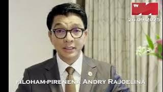 Filoha Andry Rajoelina Jiro sy Rano TVM 26 09 2025