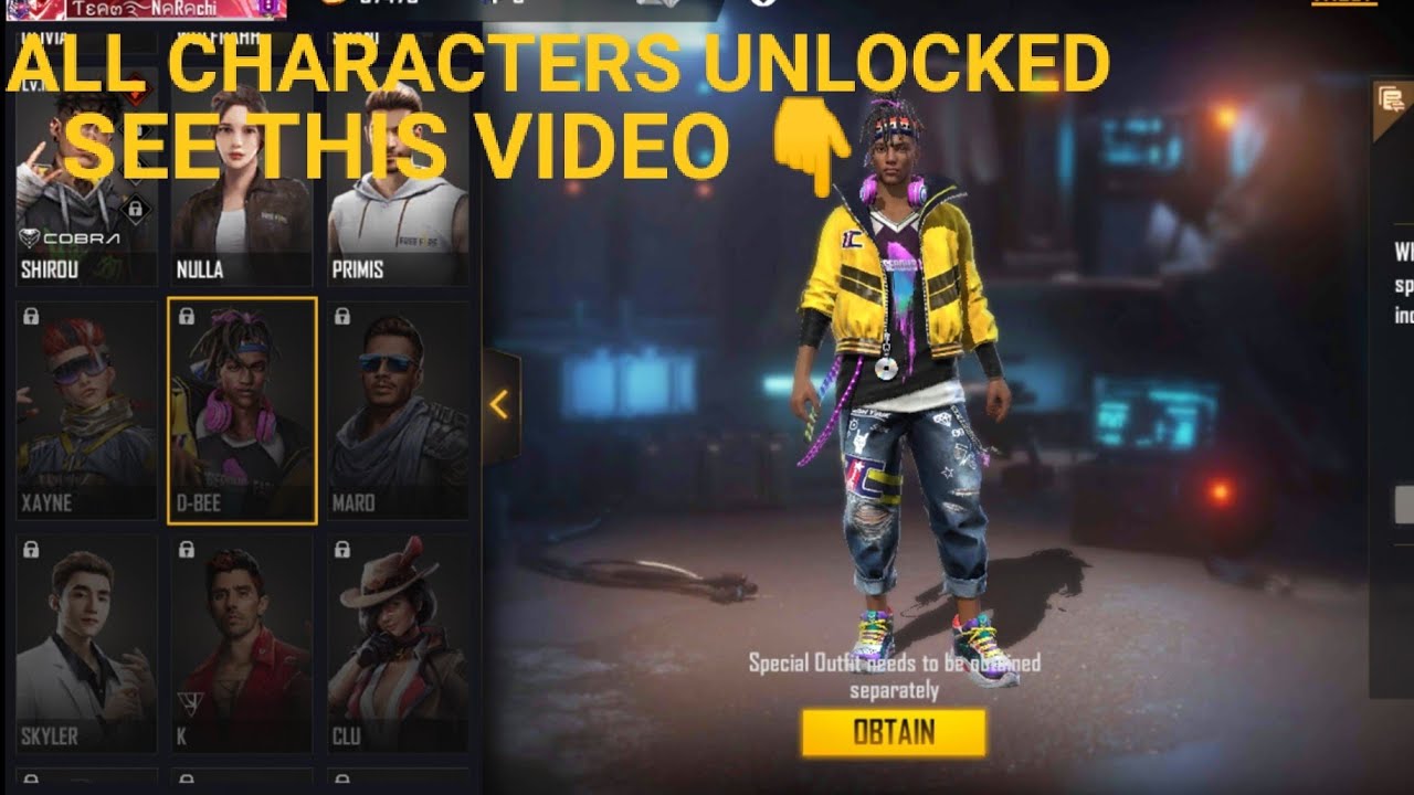 FREE FIRE CHARACTER GLITCHALL CHARACTERS UNLOCKED 😱 NARACHIGAMING