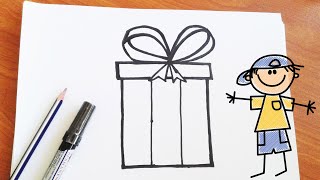 رسم الهدية للاطفال | تعليم الرسم للاطفال #7