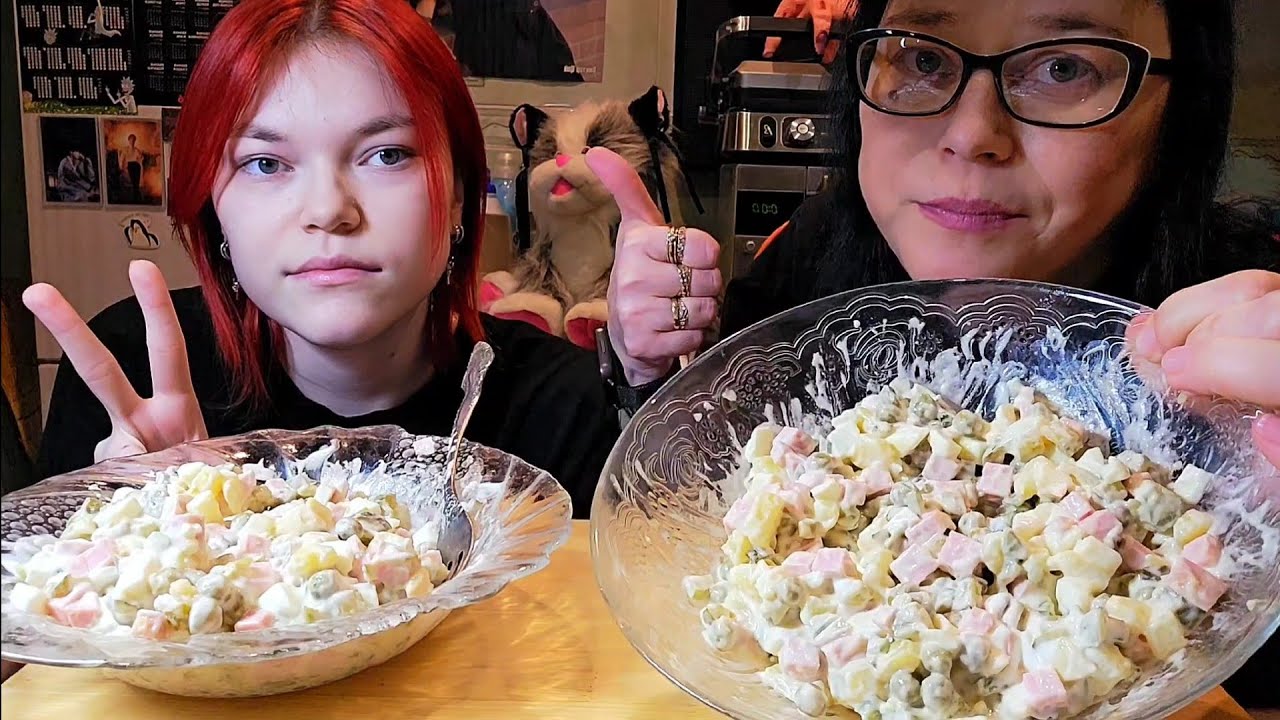 Мукбанг | Салат Оливье | Обжор Асмр 