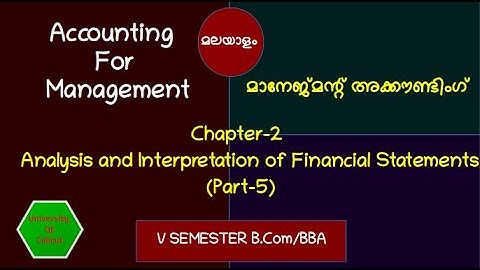 B.Com V Semester Accounting For Management-Chapter 2- Part-5 (മലയാളം )