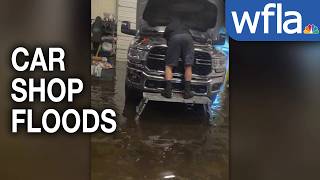 Lakeland auto body shop flooded with 2 feet of water after thunderstorms