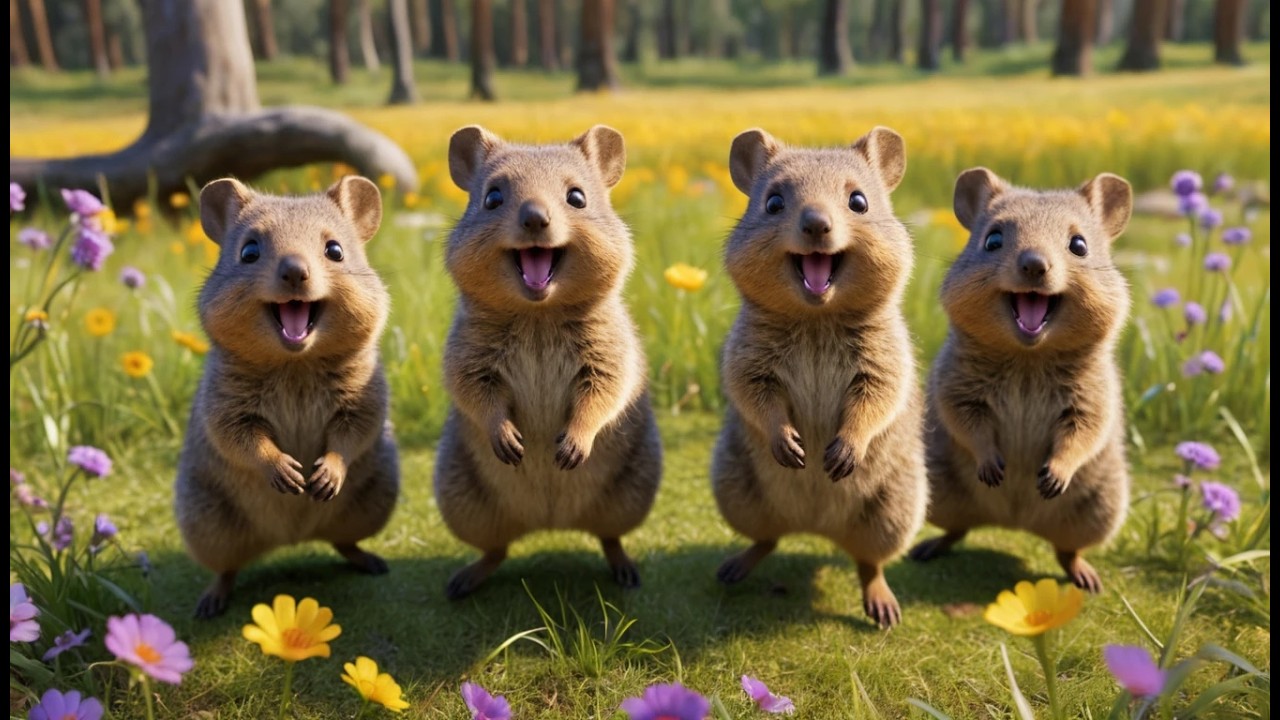 Fünf kleine Quokkas lächeln in der Sonne | Das glücklichste Kinderlied & Zählen lernen